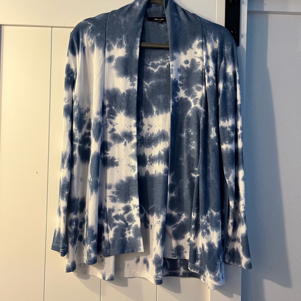 Yana K Blue Tie-Dye Open Cardigan (OS)